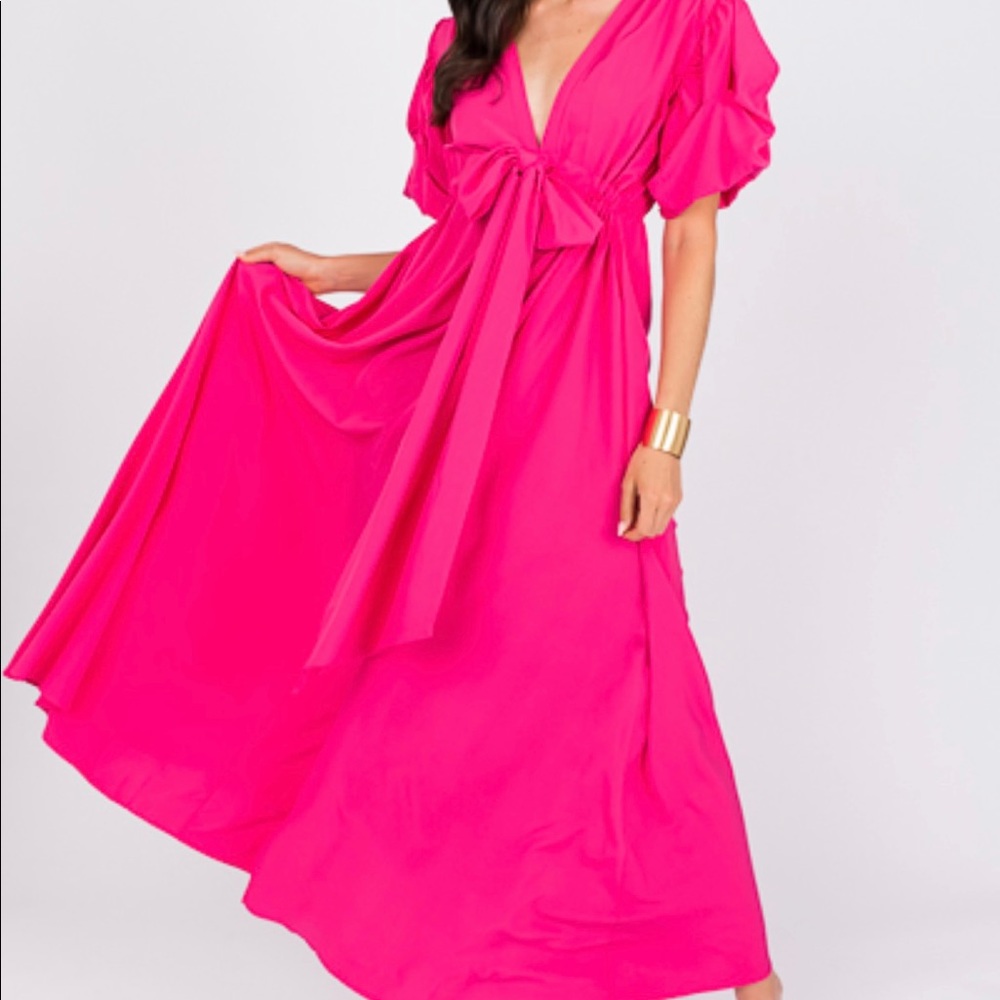 Meg draw waist maxi- magenta
